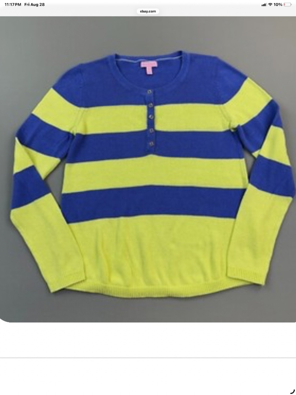 LILLY PULITZER PURPLE AND YELLOW SWEATER - LARGE